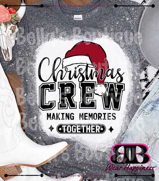 Christmas Crew Family Trendy Bleached T-Shirt - Christmas Spirit Tee - Family Christmas Tshirt - Christmas Gift Tee - Matching Christmas