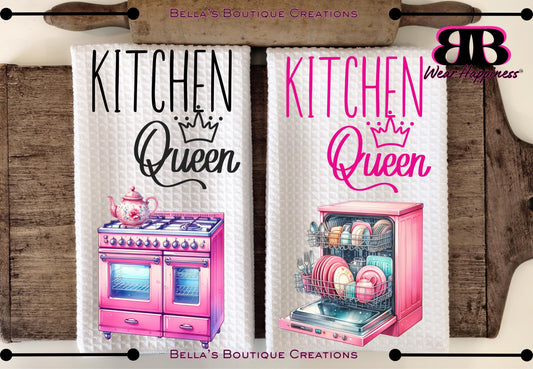 Custom Kitchen Queen Towel - Waffle Towel - Kitchen Gift - Housewarming Gift - Gift for queen - Gift for her - Tea Towel - Multiple options!