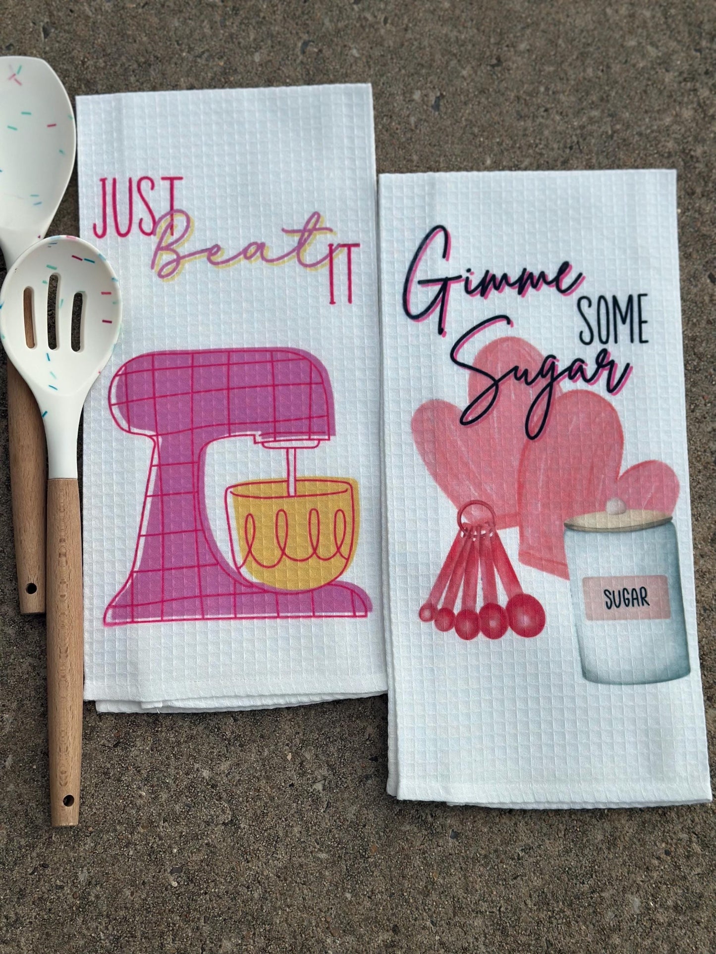 Gimme Some Sugar Pun Kitchen Towel - Waffle Towel - Kitchen Gift - Housewarming Gift - Gifts for Her - Funny Gift - Sarcastic - Funny Towel